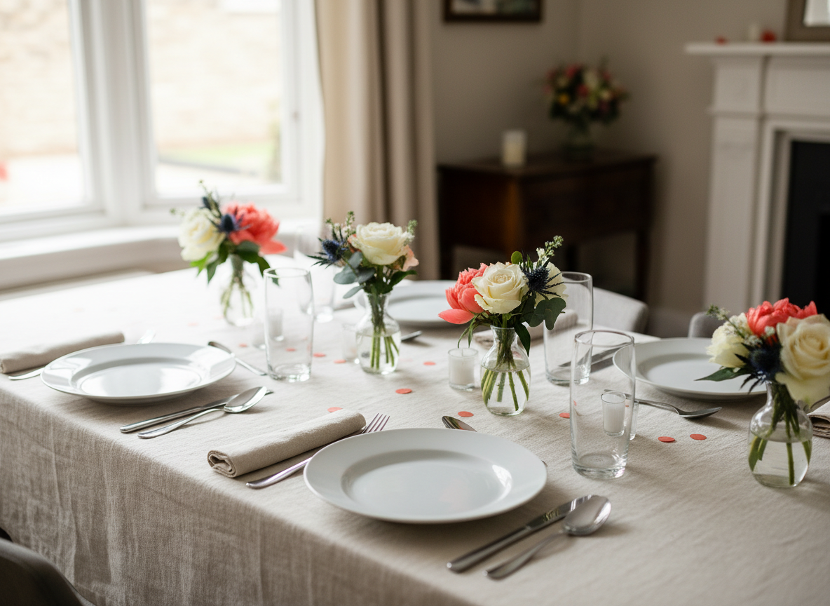 Illustrative table-setting photograph adapted as an example for home brunch seating, not an actual brunch event.