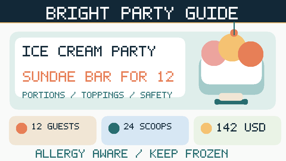 Ice Cream Sundae Bar for 12: 24-Scoop Calculator, $142 Budget and Topping&nbsp;Plan